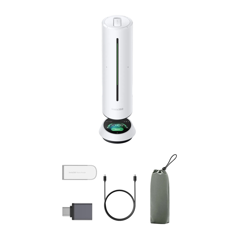 Insta360 Wave oraz akcesoria i powiadomienia na ekranie laptopa